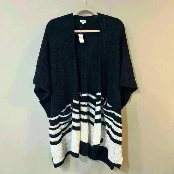 NWT Aerie Navy Blue White Oversized Long Heavy Knit Cardigan Size X-Small Small - Picture 4 of 8